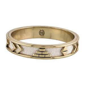 House of Harlow 1960 White and Gold Aztec Style  Bangle